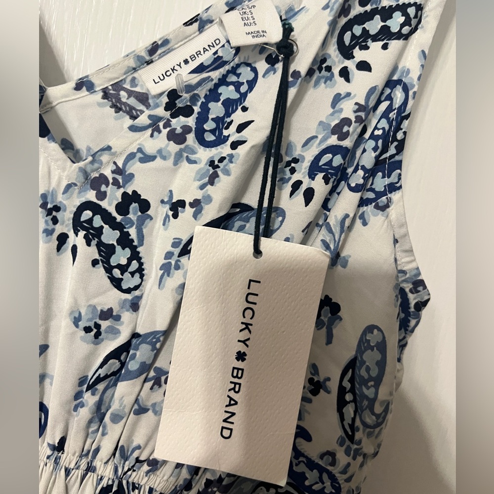 Lucky Brand Navy and White Paisley Blouse - Picture 2 of 4